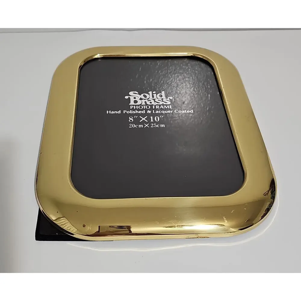 Solid Polished Brass Lacquer Coated Picture Frame Gold Vintage